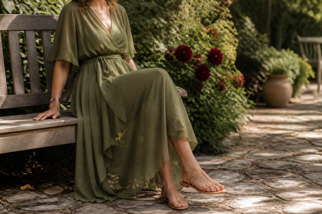 A collage of casual wedding guest outfit ideas for 2026.